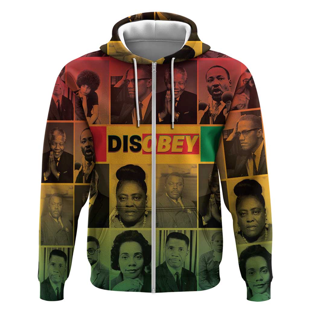 Disobey Black History Tribute Zip Hoodie Honoring the Civil Rights Legacy - Wonder Print Shop