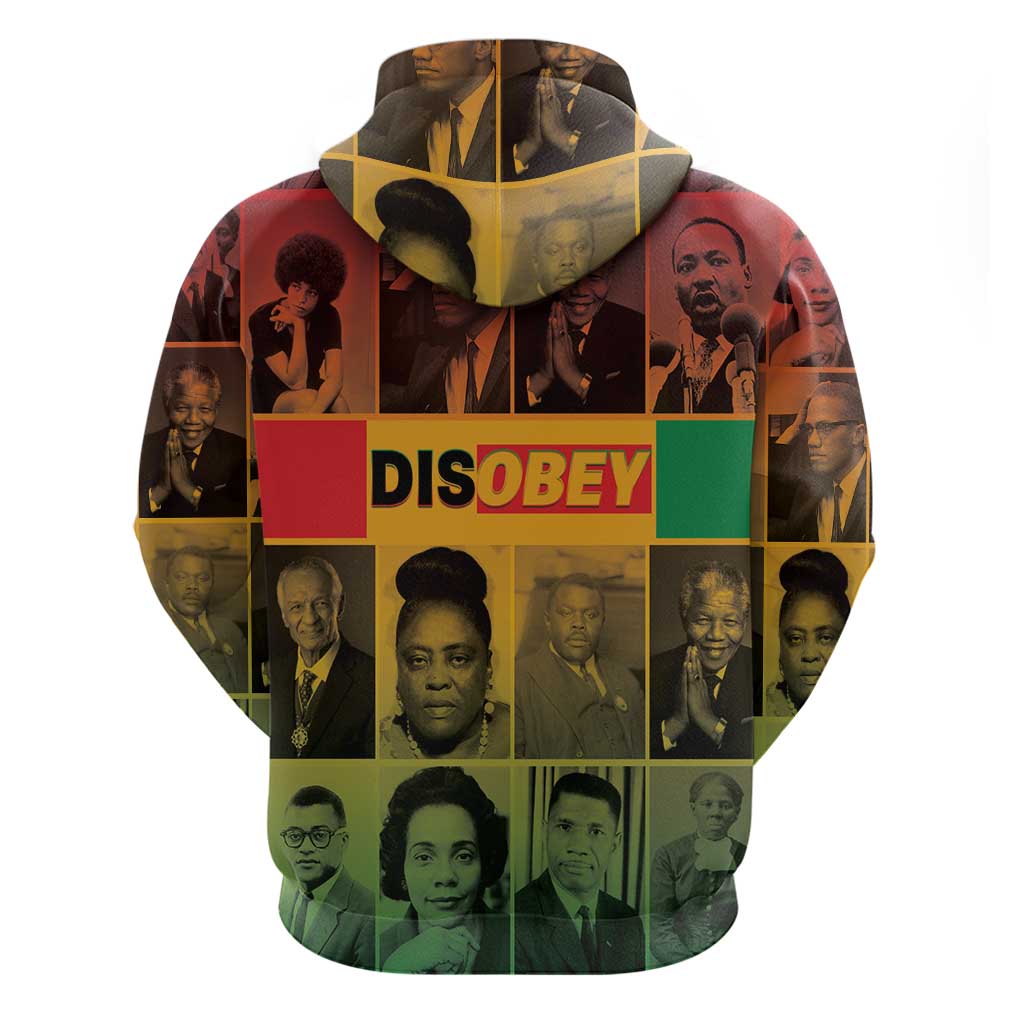 Disobey Black History Tribute Zip Hoodie Honoring the Civil Rights Legacy - Wonder Print Shop