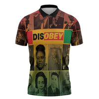 Disobey Black History Tribute Zipper Polo Shirt Honoring the Civil Rights Legacy - Wonder Print Shop