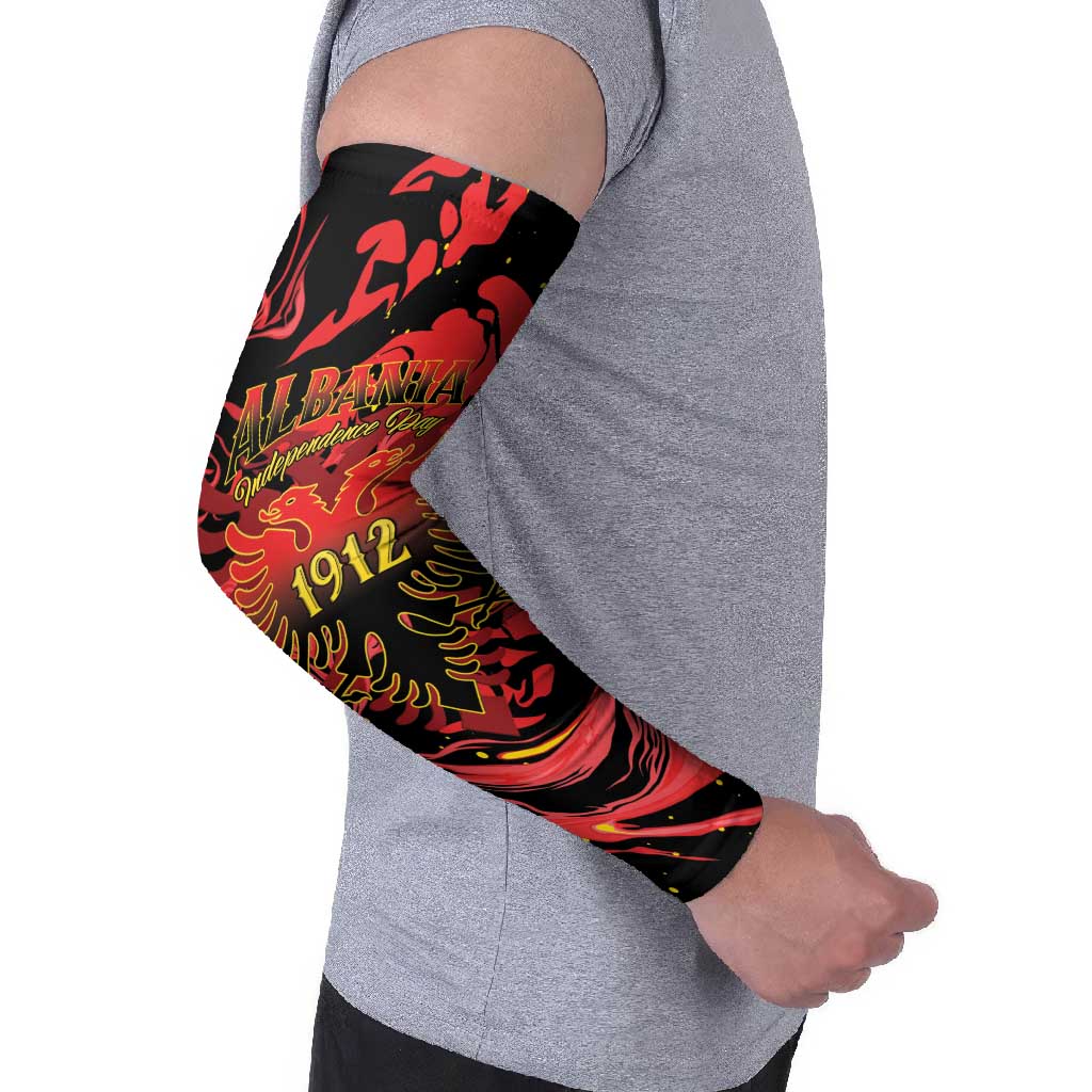Happy Albania Independence Day Arm Sleeves Albanian Eagle - Wonder Print Shop