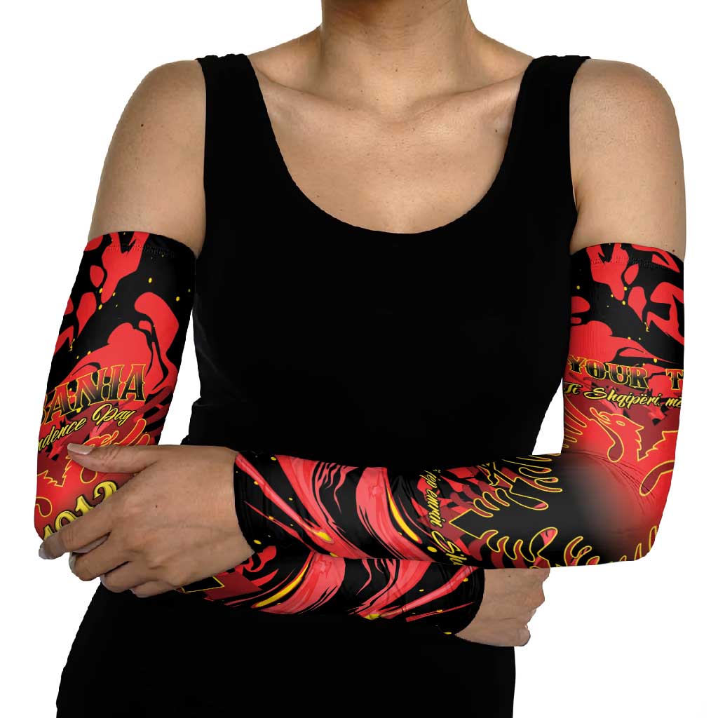 Happy Albania Independence Day Arm Sleeves Albanian Eagle - Wonder Print Shop