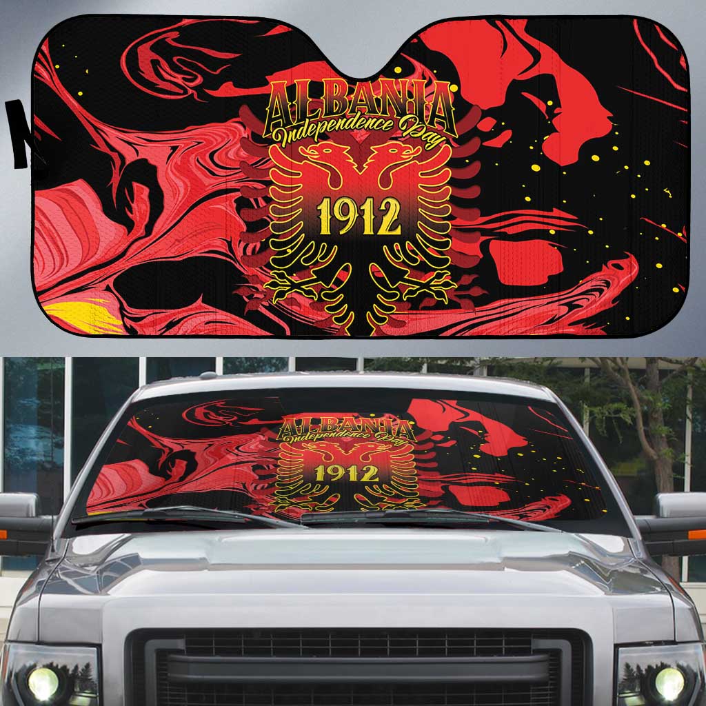 Happy Albania Independence Day Auto Sun Shade Albanian Eagle - Wonder Print Shop