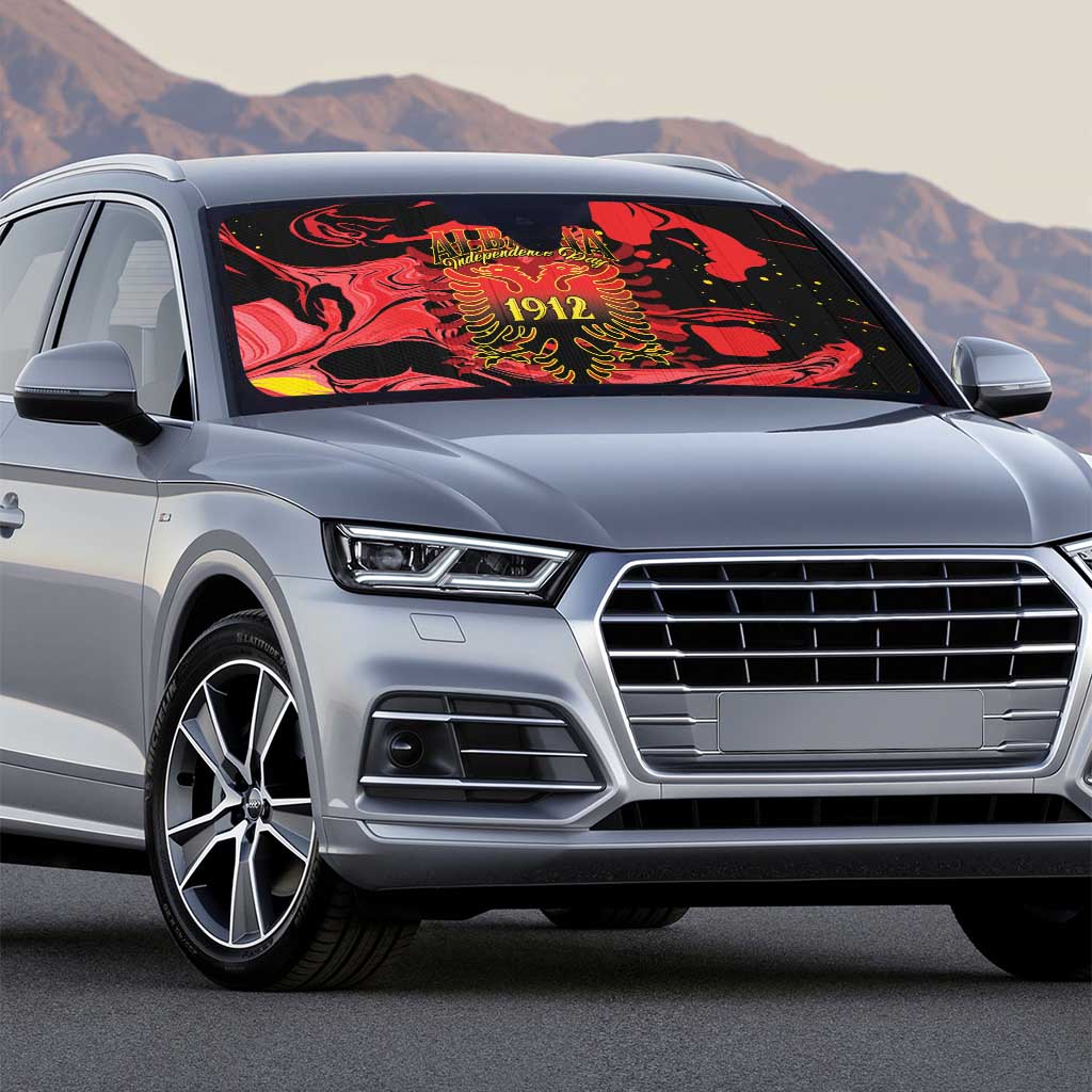 Happy Albania Independence Day Auto Sun Shade Albanian Eagle - Wonder Print Shop