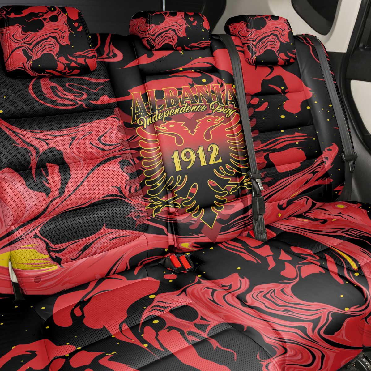 Happy Albania Independence Day Back Car Seat Cover Albanian Eagle - Wonder Print Shop