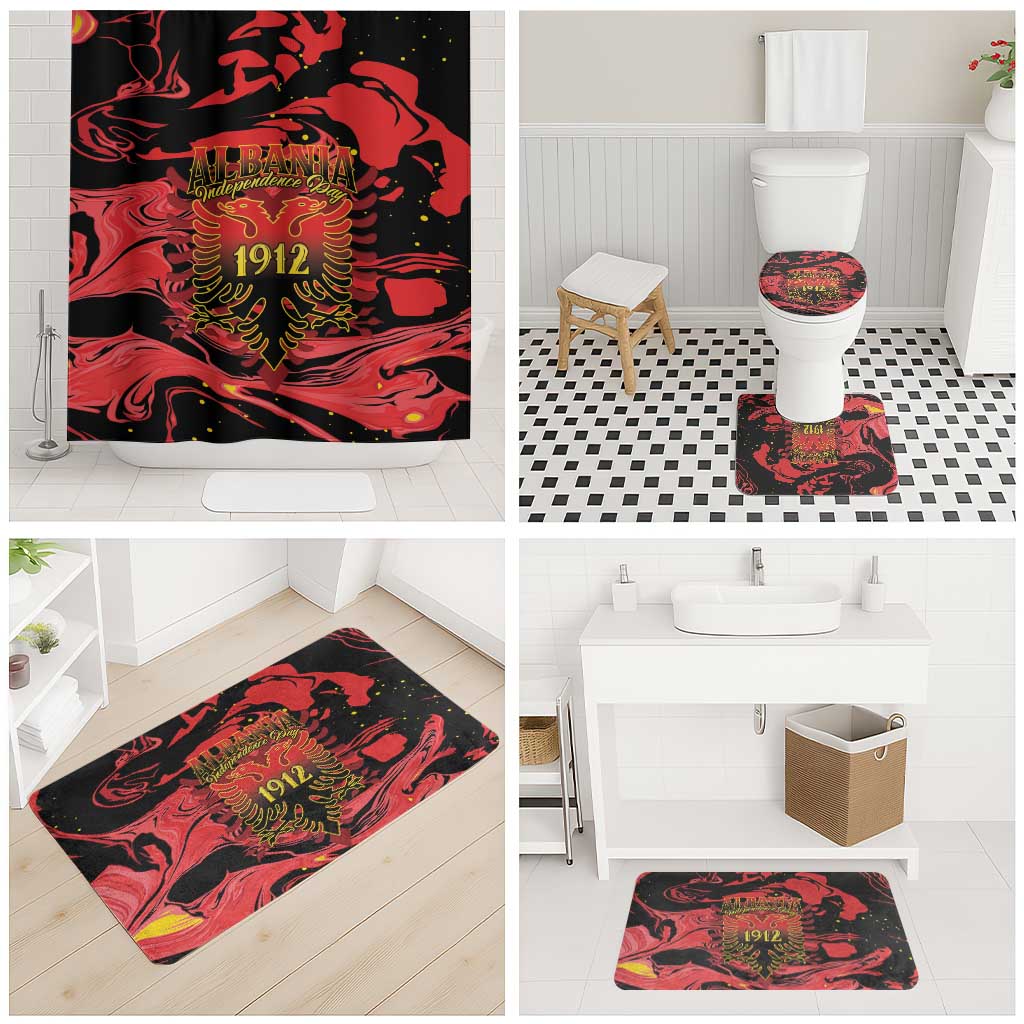 Happy Albania Independence Day Bathroom Set Albanian Eagle - Wonder Print Shop