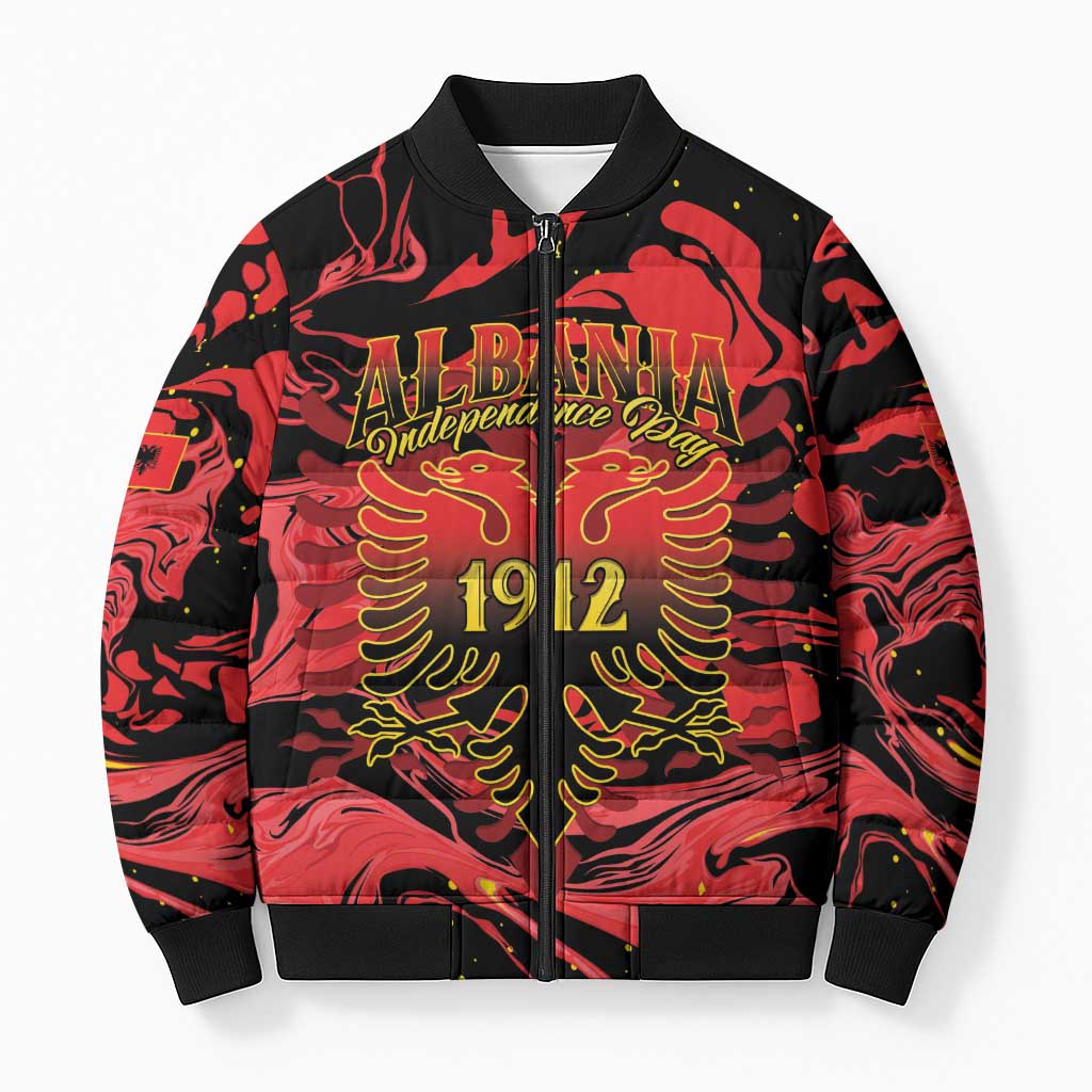 Happy Albania Independence Day Bomber Puffer Jacket Albanian Eagle - Wonder Print Shop