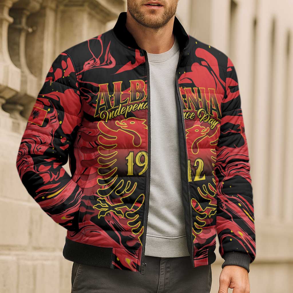 Happy Albania Independence Day Bomber Puffer Jacket Albanian Eagle - Wonder Print Shop