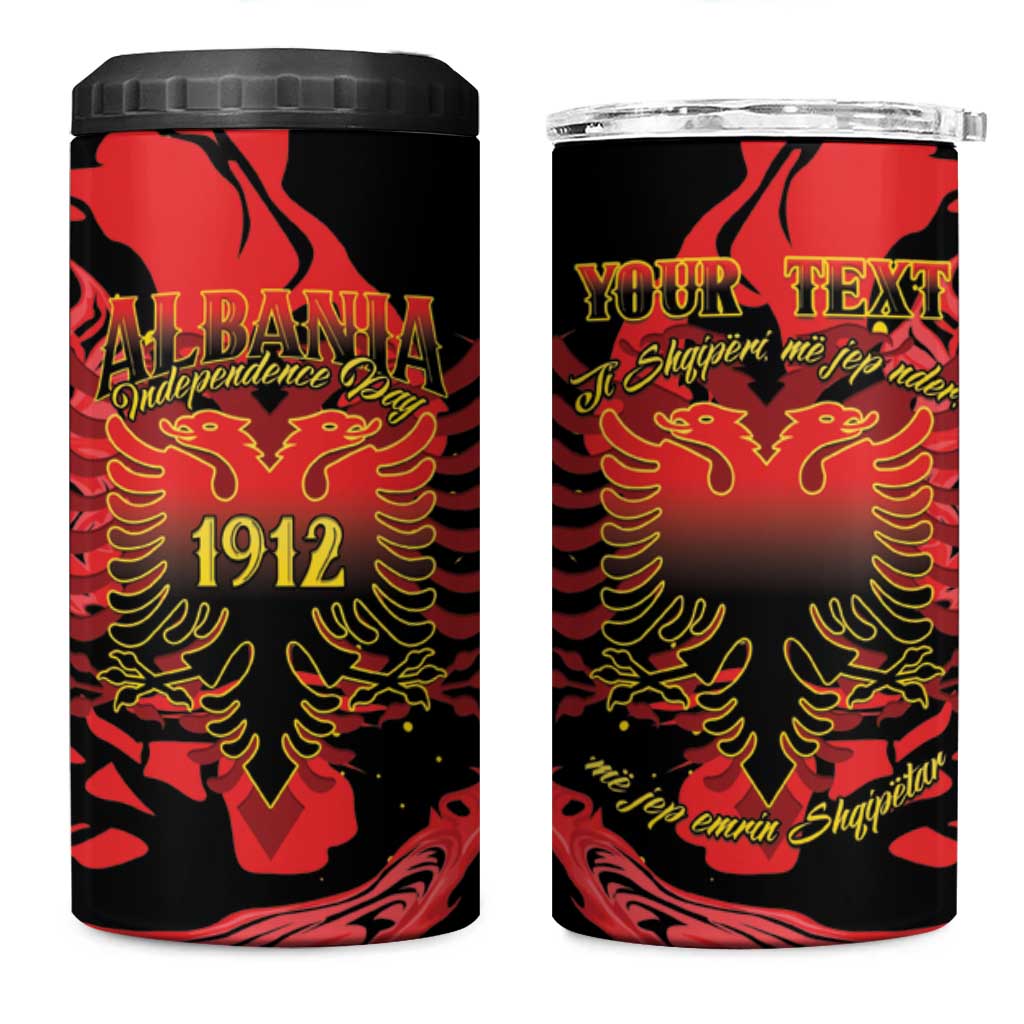 Happy Albania Independence Day 4 in 1 Can Cooler Tumbler Albanian Eagle - Wonder Print Shop