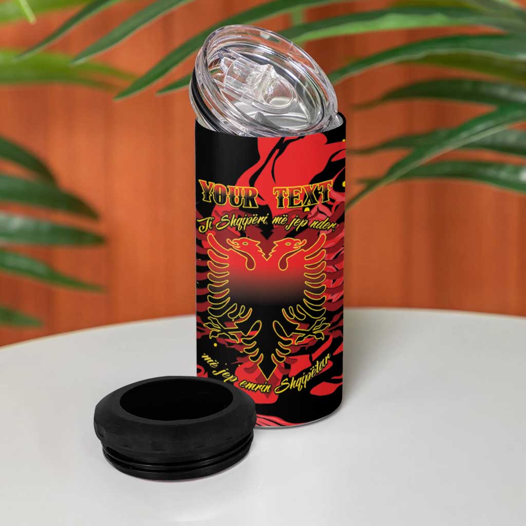 Happy Albania Independence Day 4 in 1 Can Cooler Tumbler Albanian Eagle - Wonder Print Shop