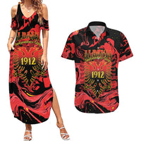 Happy Albania Independence Day Couples Matching Summer Maxi Dress and Hawaiian Shirt Albanian Eagle - Wonder Print Shop