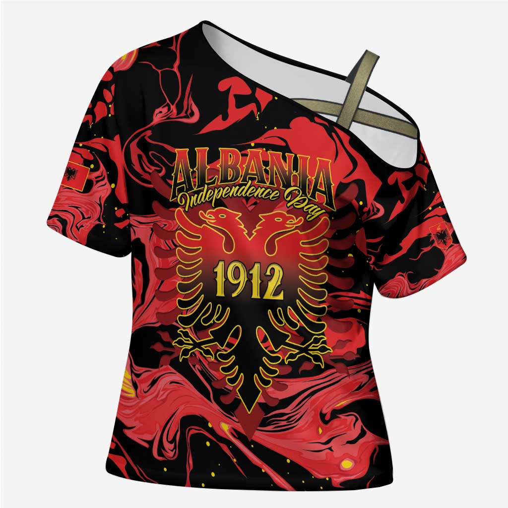 Happy Albania Independence Day Cross Shoulder Shirt Albanian Eagle - Wonder Print Shop
