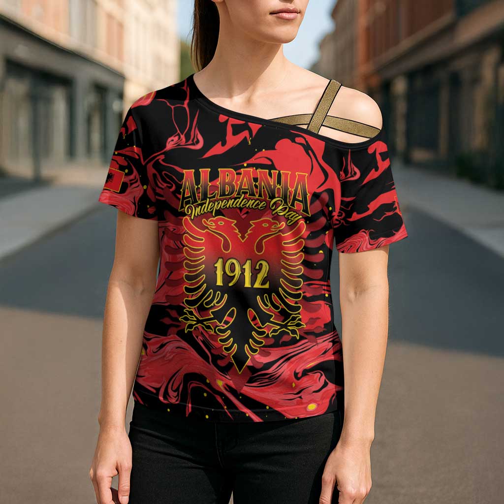 Happy Albania Independence Day Cross Shoulder Shirt Albanian Eagle - Wonder Print Shop