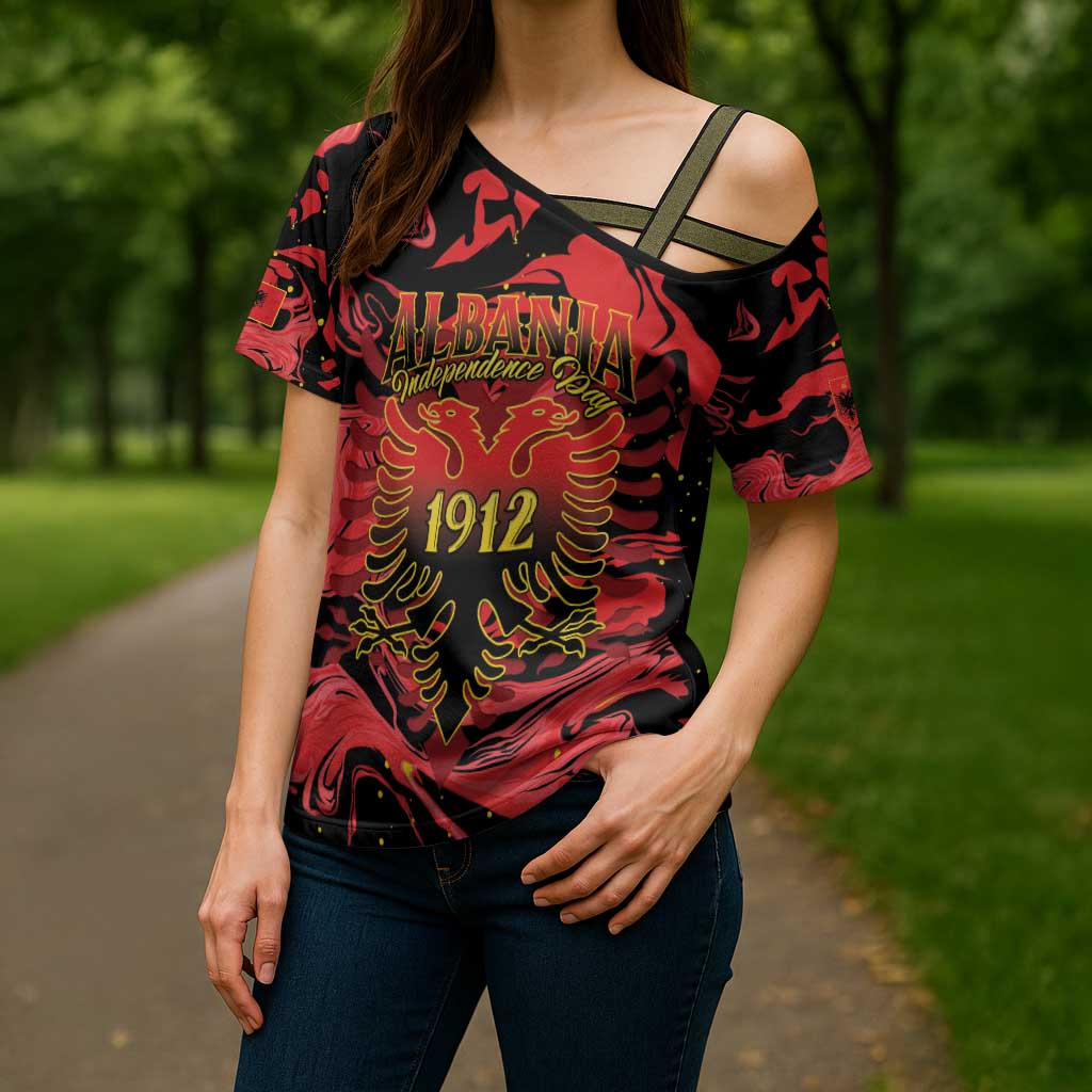 Happy Albania Independence Day Cross Shoulder Shirt Albanian Eagle - Wonder Print Shop