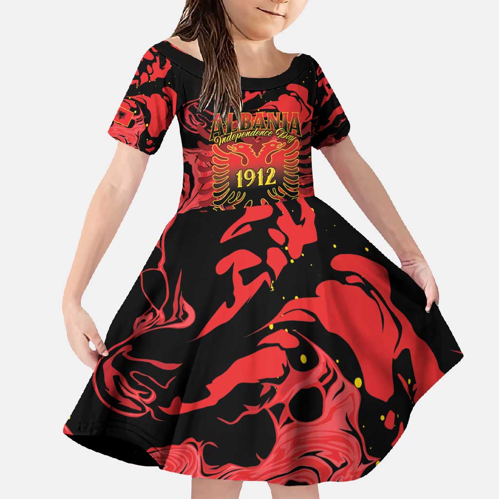 Happy Albania Independence Day Family Matching Long Sleeve Bodycon Dress and Hawaiian Shirt Albanian Eagle - Wonder Print Shop