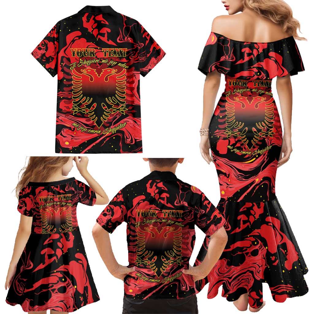 Happy Albania Independence Day Family Matching Mermaid Dress and Hawaiian Shirt Albanian Eagle - Wonder Print Shop