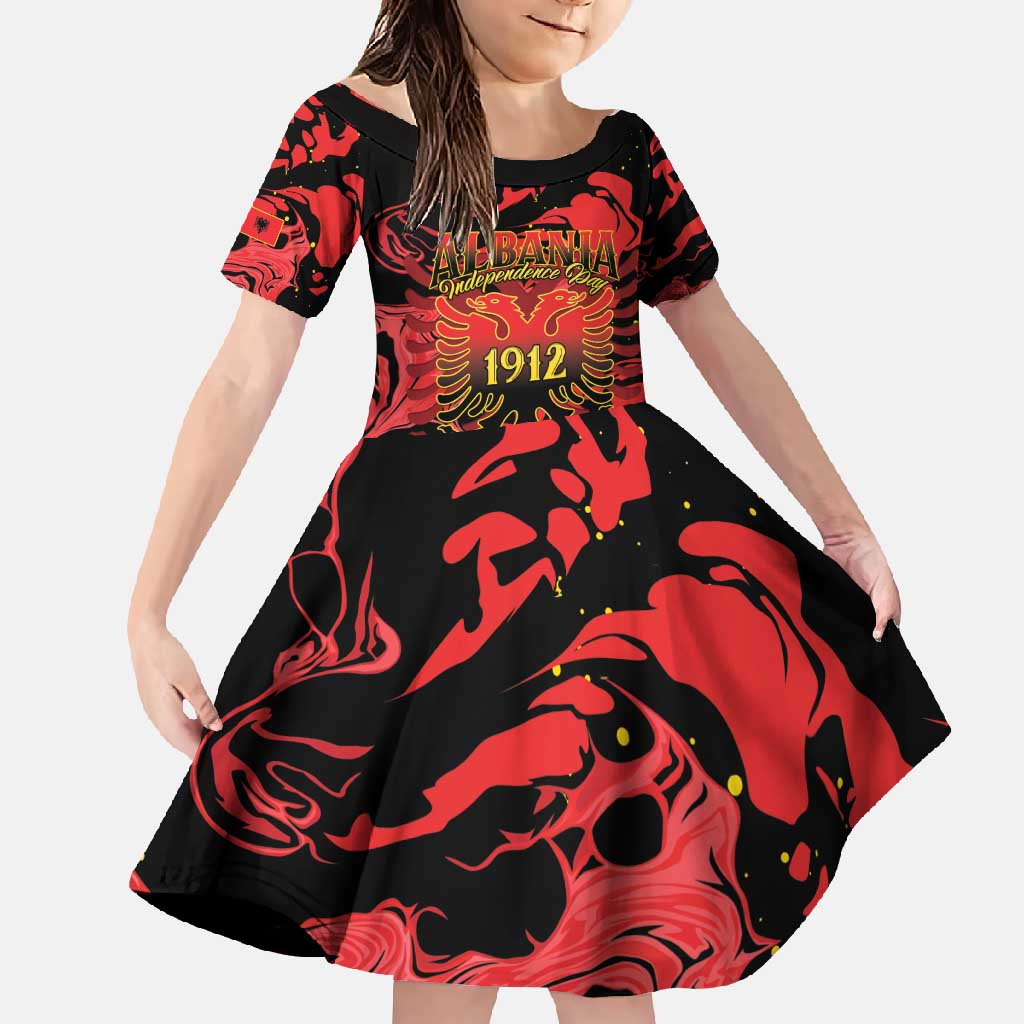 Happy Albania Independence Day Family Matching Off Shoulder Maxi Dress and Hawaiian Shirt Albanian Eagle - Wonder Print Shop
