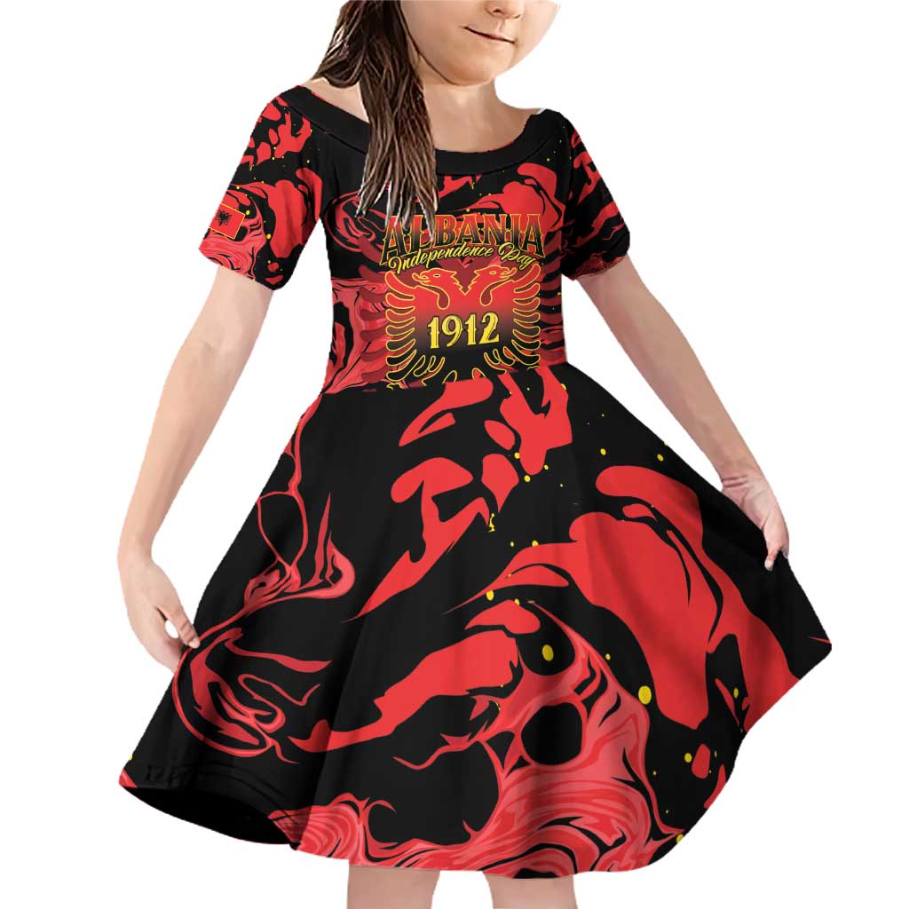 Happy Albania Independence Day Family Matching Off Shoulder Short Dress and Hawaiian Shirt Albanian Eagle - Wonder Print Shop