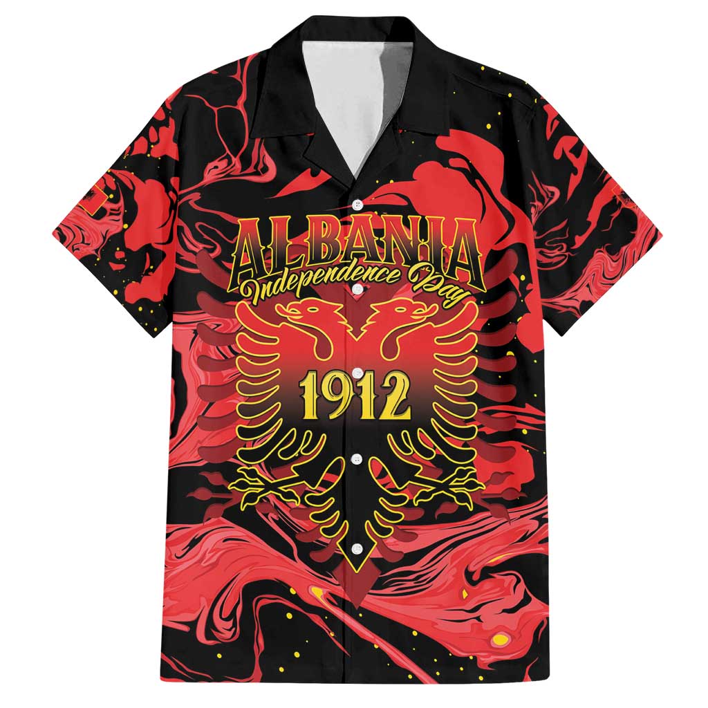 Happy Albania Independence Day Family Matching Off Shoulder Short Dress and Hawaiian Shirt Albanian Eagle - Wonder Print Shop