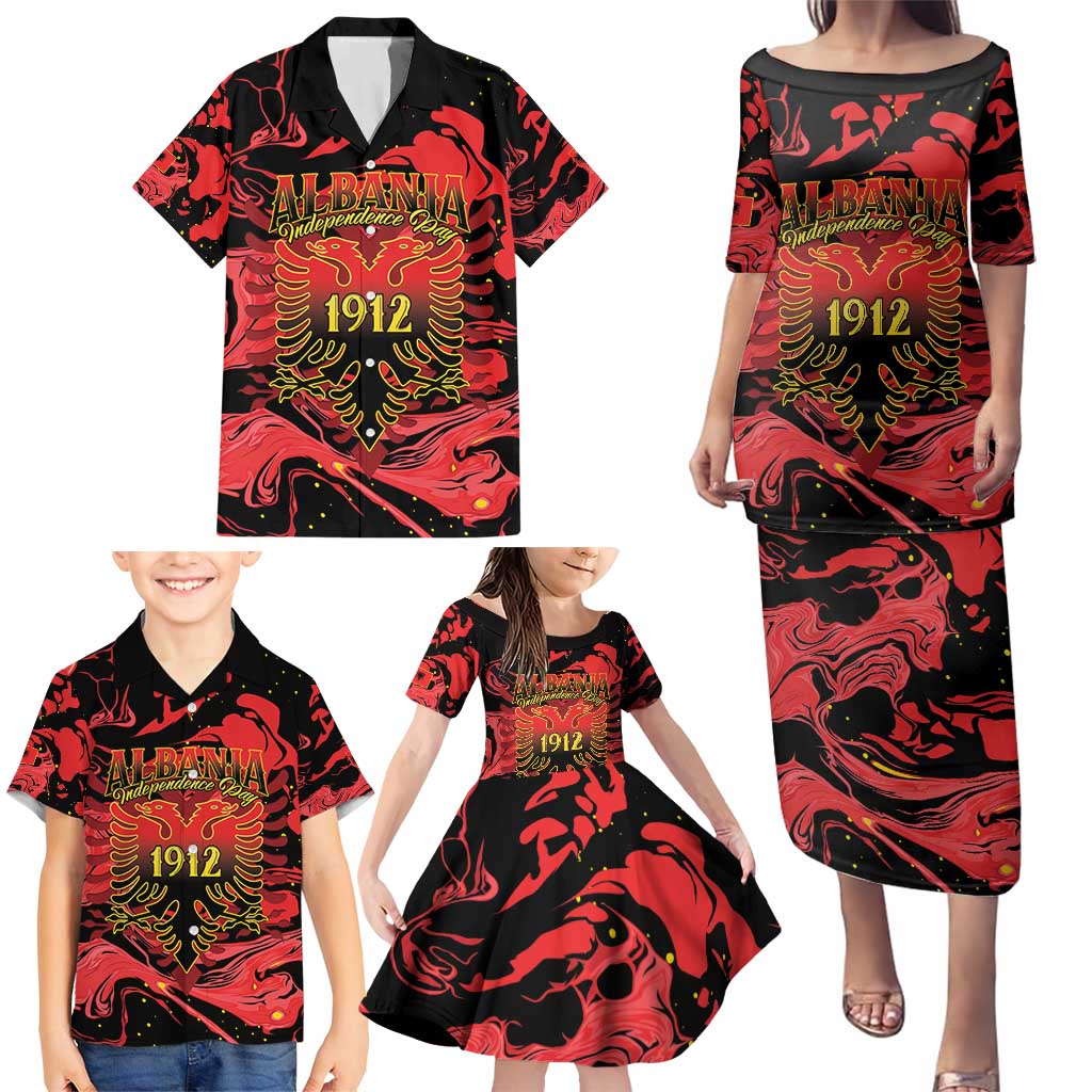 Happy Albania Independence Day Family Matching Puletasi and Hawaiian Shirt Albanian Eagle - Wonder Print Shop