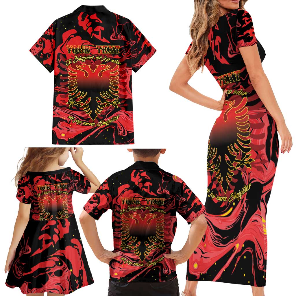 Happy Albania Independence Day Family Matching Short Sleeve Bodycon Dress and Hawaiian Shirt Albanian Eagle - Wonder Print Shop