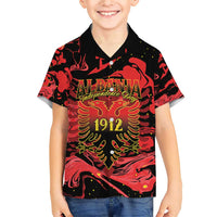 Happy Albania Independence Day Family Matching Short Sleeve Bodycon Dress and Hawaiian Shirt Albanian Eagle - Wonder Print Shop