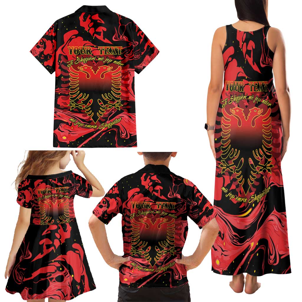 Happy Albania Independence Day Family Matching Tank Maxi Dress and Hawaiian Shirt Albanian Eagle - Wonder Print Shop