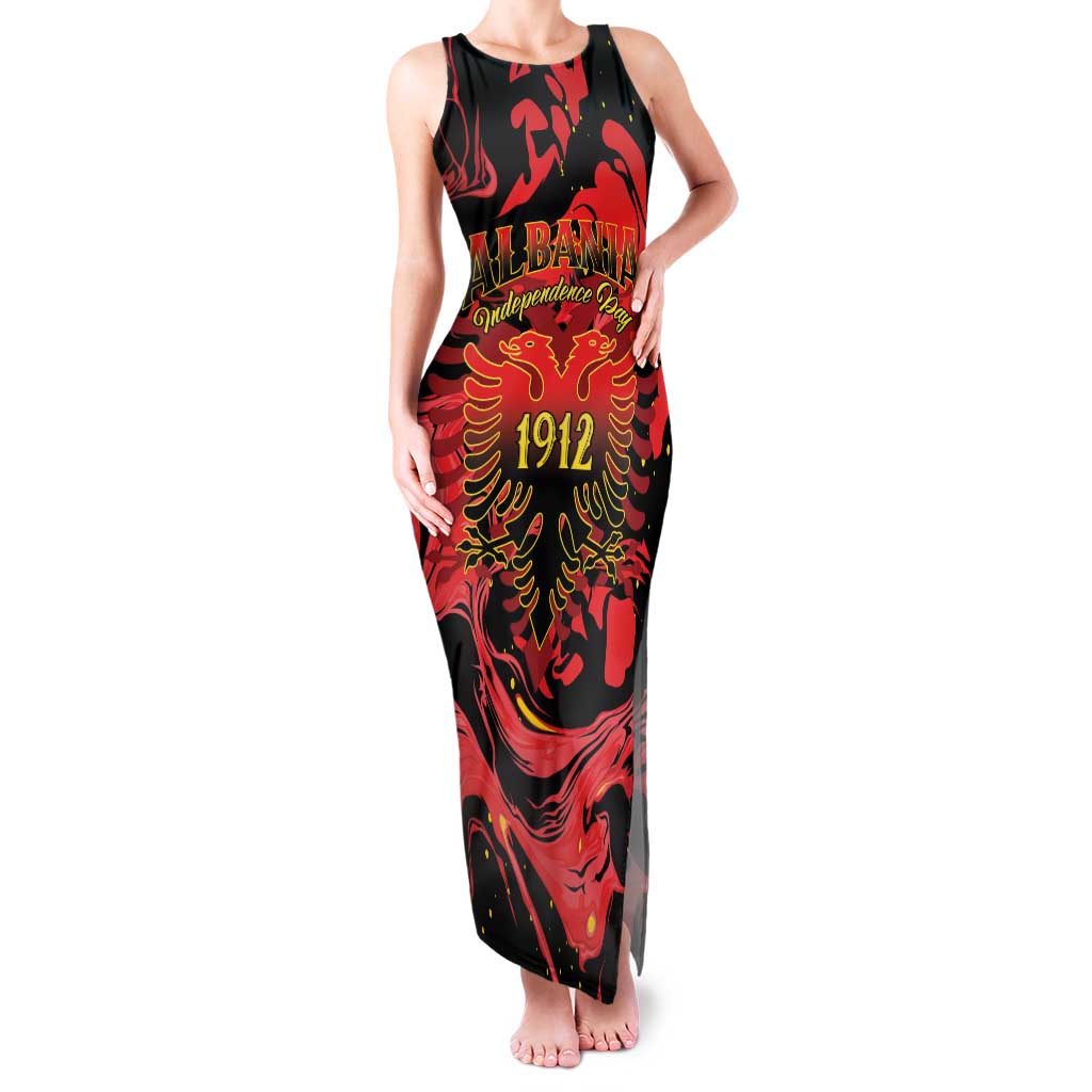 Happy Albania Independence Day Family Matching Tank Maxi Dress and Hawaiian Shirt Albanian Eagle - Wonder Print Shop