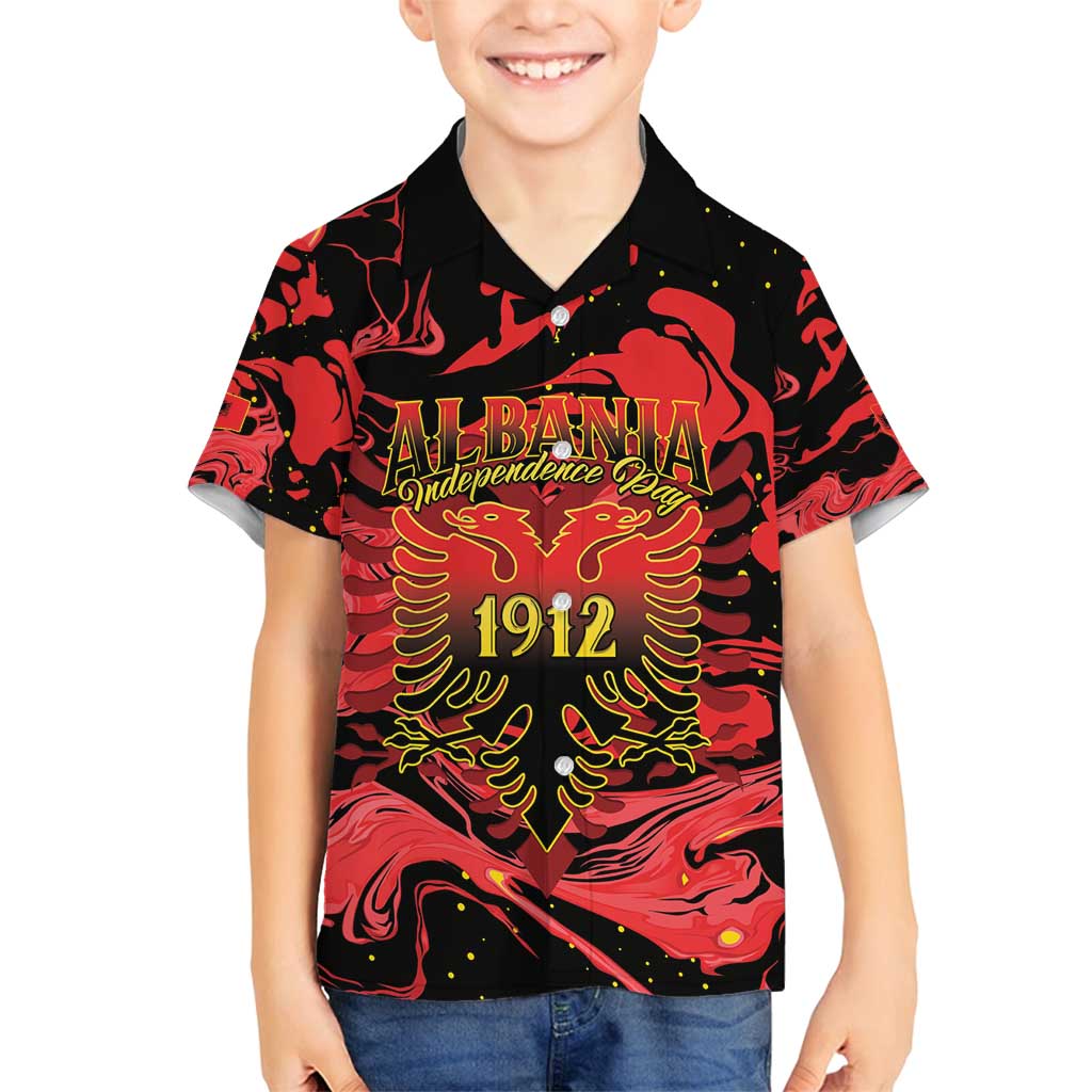 Happy Albania Independence Day Family Matching Tank Maxi Dress and Hawaiian Shirt Albanian Eagle - Wonder Print Shop
