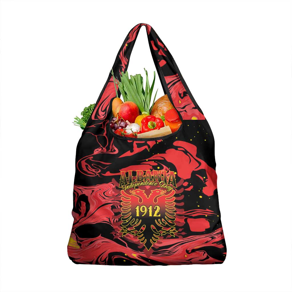Happy Albania Independence Day Grocery Bag Albanian Eagle - Wonder Print Shop