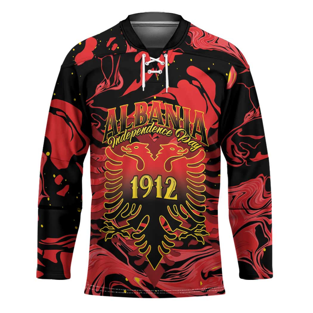 Happy Albania Independence Day Hockey Jersey Albanian Eagle - Wonder Print Shop