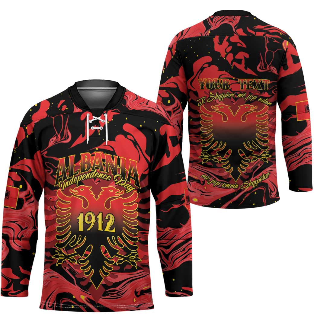 Happy Albania Independence Day Hockey Jersey Albanian Eagle - Wonder Print Shop