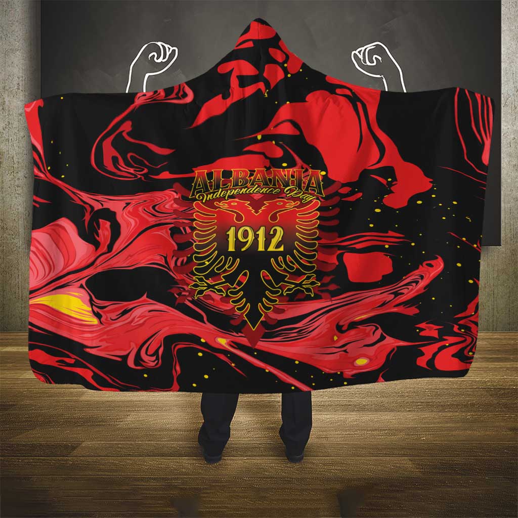 Happy Albania Independence Day Hooded Blanket Albanian Eagle - Wonder Print Shop