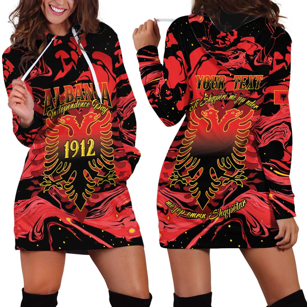 Happy Albania Independence Day Hoodie Dress Albanian Eagle - Wonder Print Shop