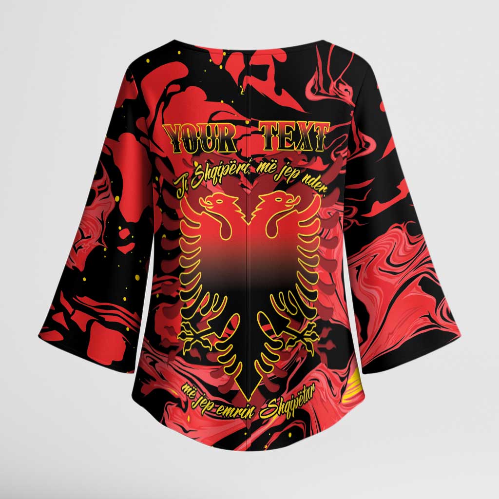 Happy Albania Independence Day Kimono Sleeve Blouse Albanian Eagle - Wonder Print Shop