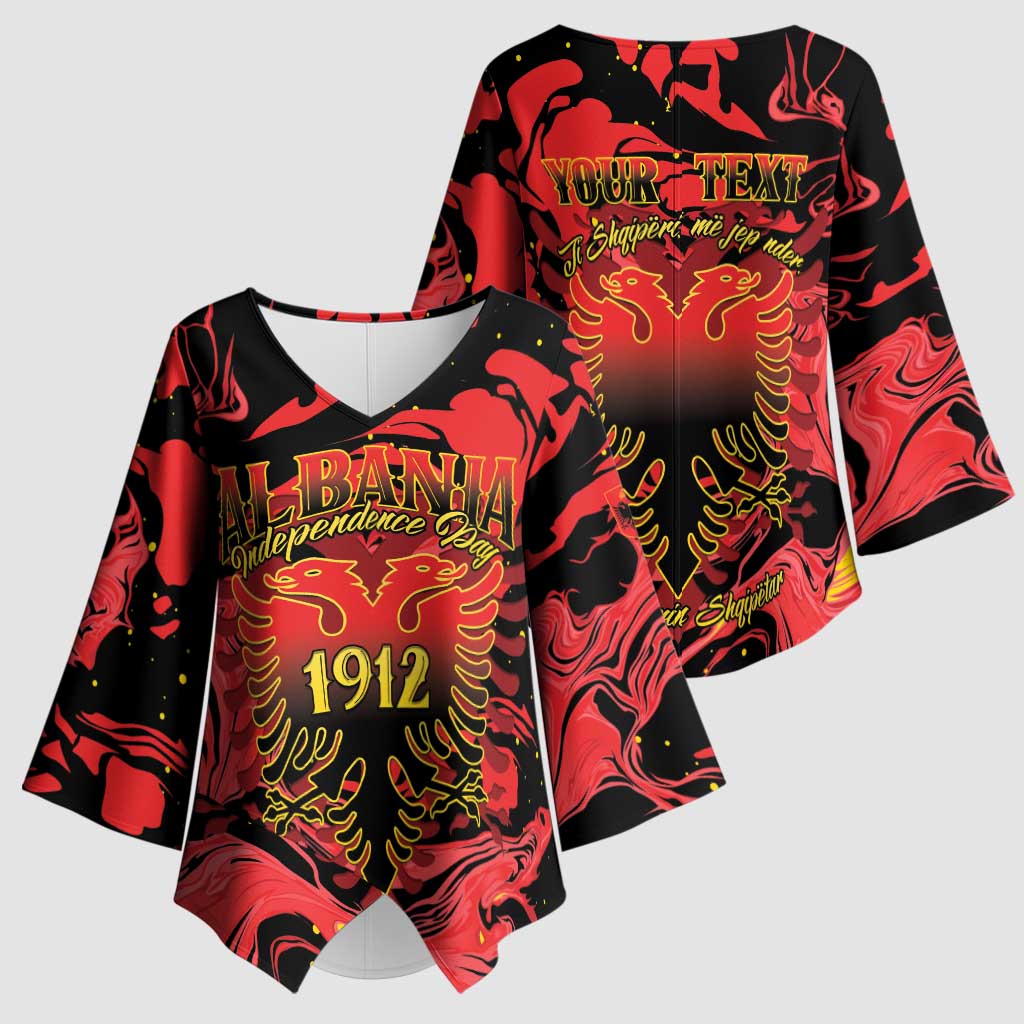 Happy Albania Independence Day Kimono Sleeve Blouse Albanian Eagle - Wonder Print Shop