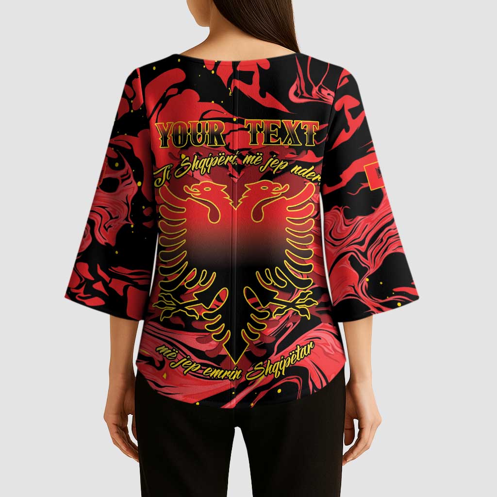 Happy Albania Independence Day Kimono Sleeve Blouse Albanian Eagle - Wonder Print Shop