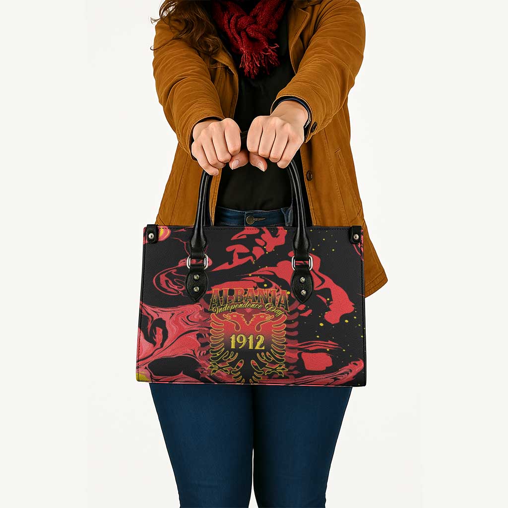Happy Albania Independence Day Leather Bag Albanian Eagle - Wonder Print Shop