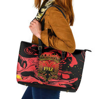 Happy Albania Independence Day Leather Tote Bag Albanian Eagle - Wonder Print Shop