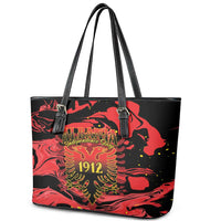 Happy Albania Independence Day Leather Tote Bag Albanian Eagle - Wonder Print Shop