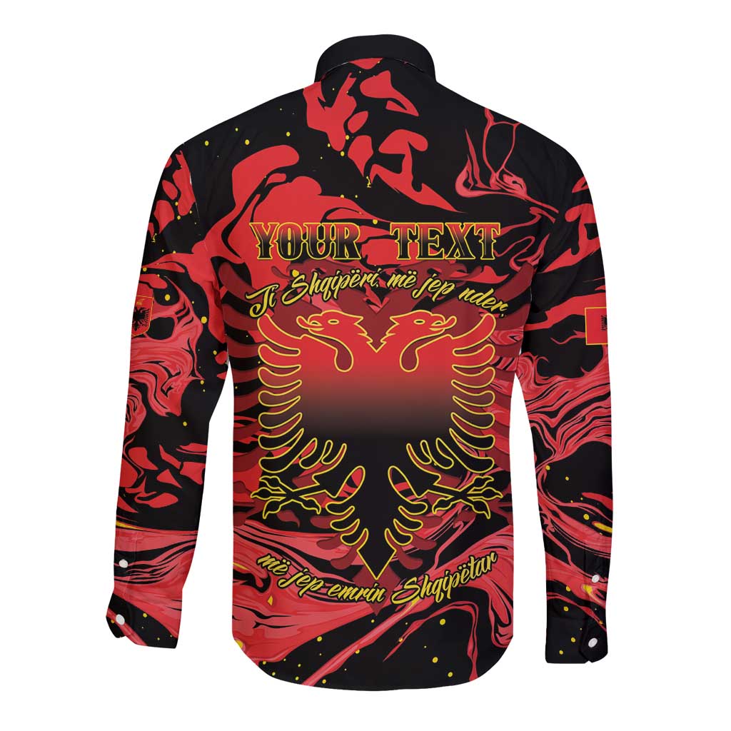 Happy Albania Independence Day Long Sleeve Button Shirt Albanian Eagle - Wonder Print Shop
