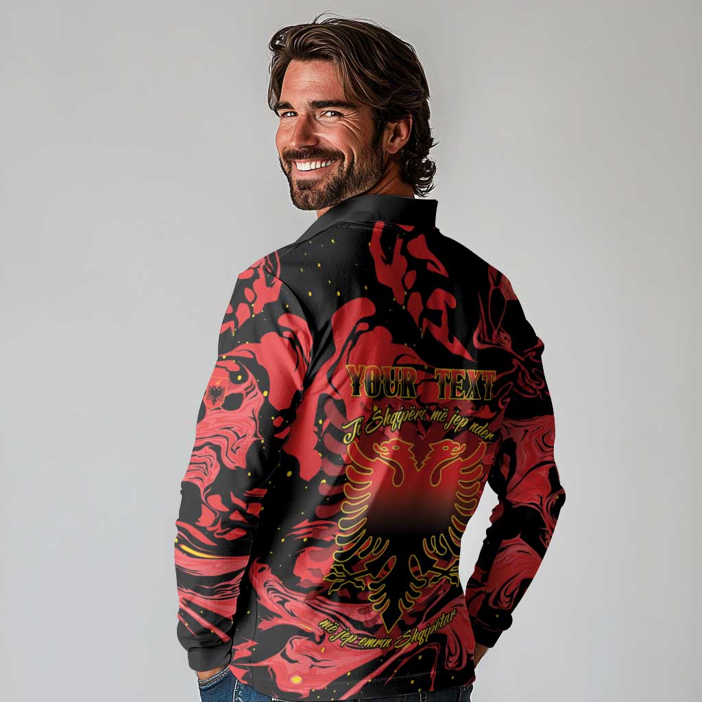 Happy Albania Independence Day Long Sleeve Polo Shirt Albanian Eagle - Wonder Print Shop