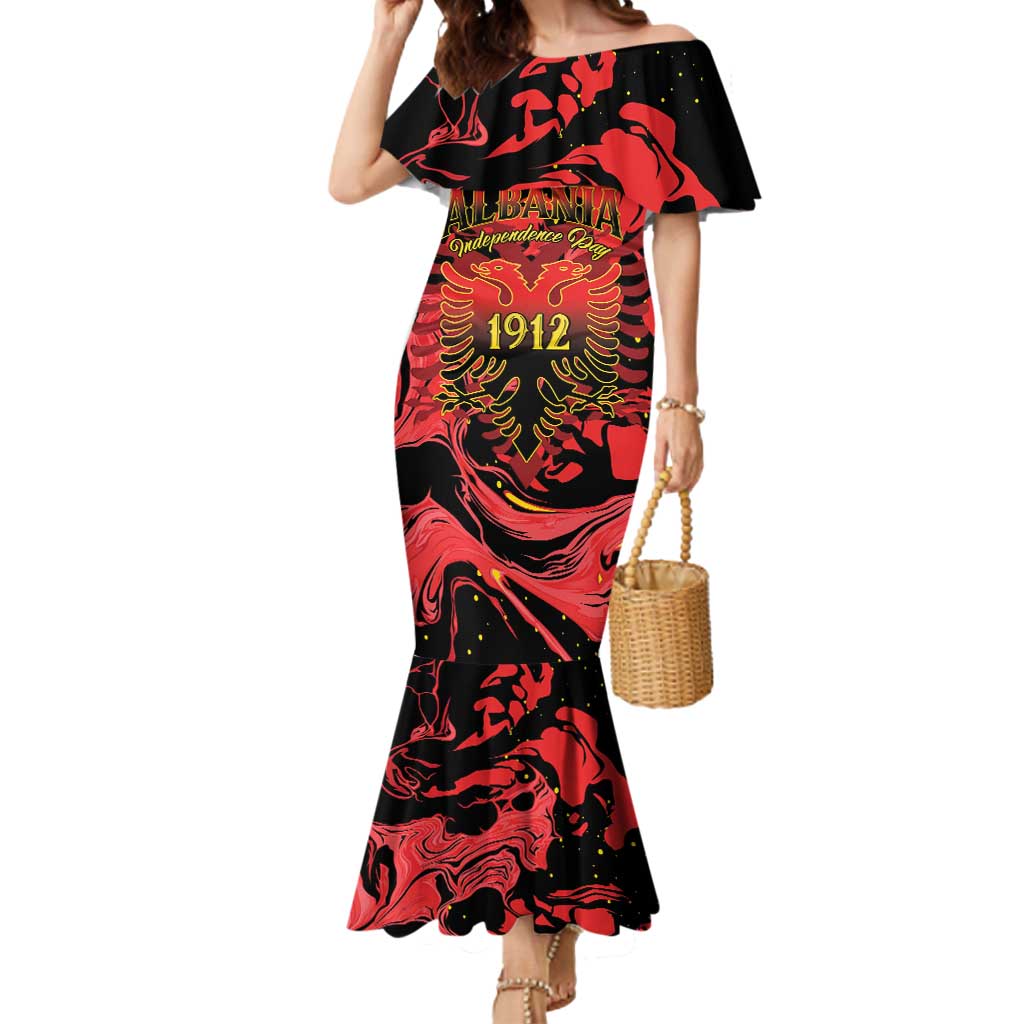 Happy Albania Independence Day Mermaid Dress Albanian Eagle - Wonder Print Shop
