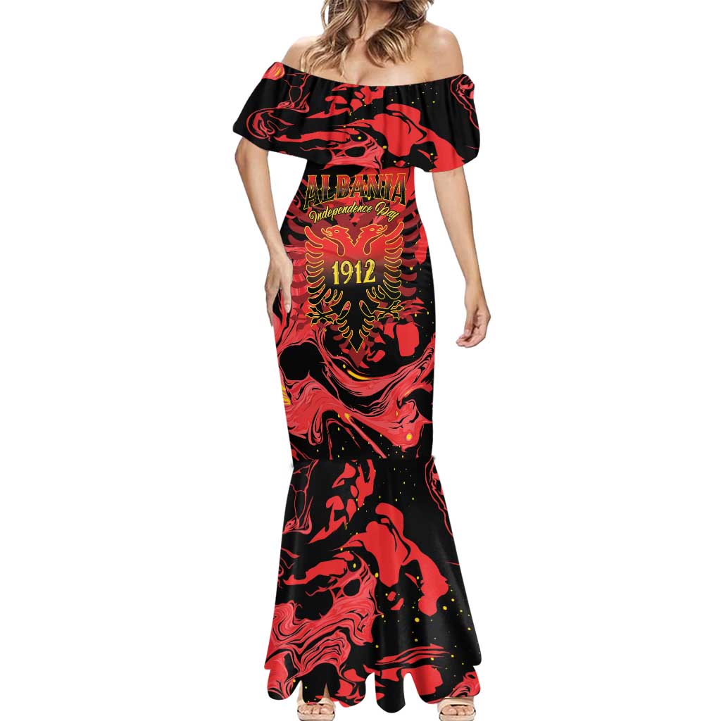 Happy Albania Independence Day Mermaid Dress Albanian Eagle - Wonder Print Shop