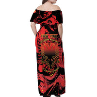 Happy Albania Independence Day Off Shoulder Maxi Dress Albanian Eagle - Wonder Print Shop