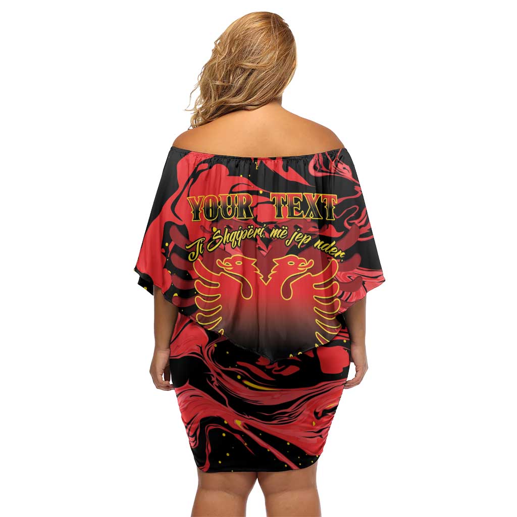 Happy Albania Independence Day Off Shoulder Short Dress Albanian Eagle - Wonder Print Shop