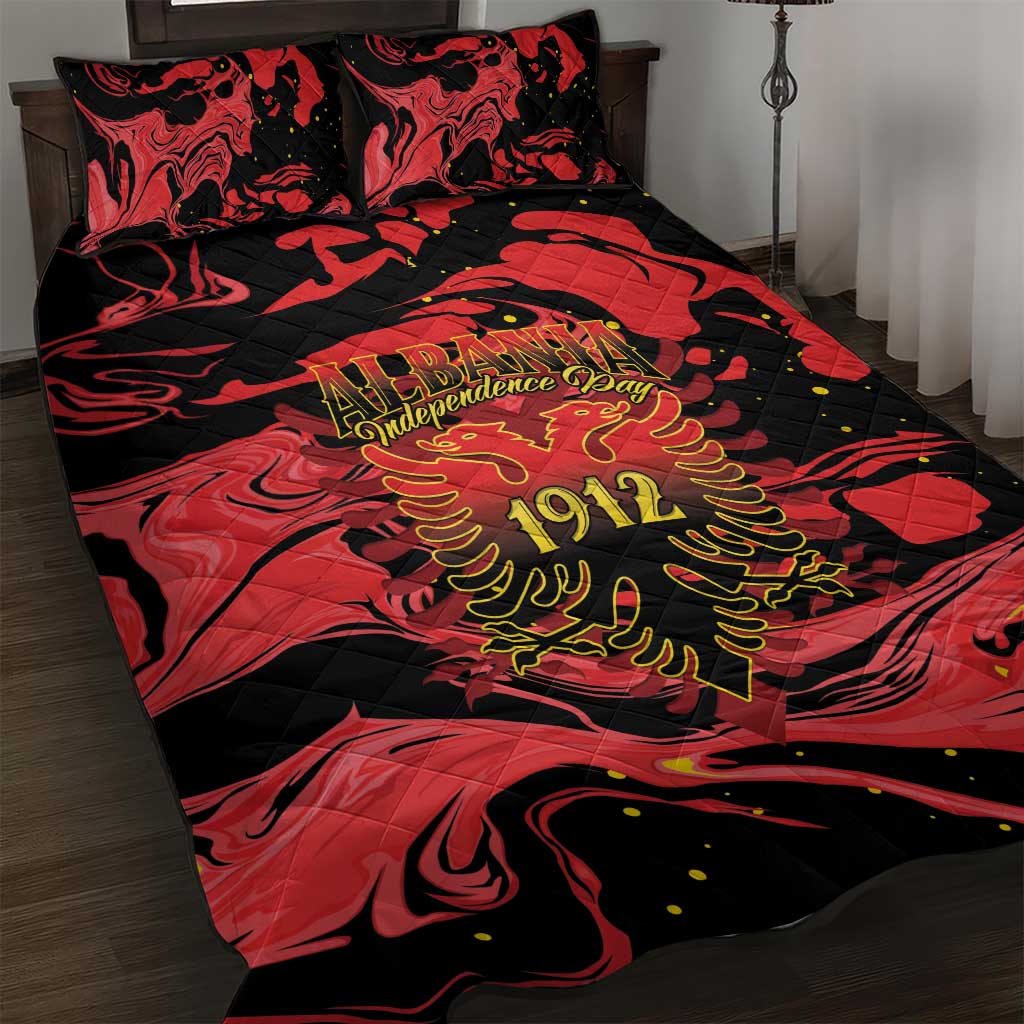 Happy Albania Independence Day Quilt Bed Set Albanian Eagle - Wonder Print Shop