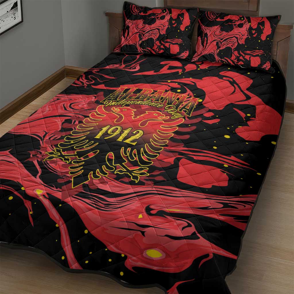 Happy Albania Independence Day Quilt Bed Set Albanian Eagle - Wonder Print Shop