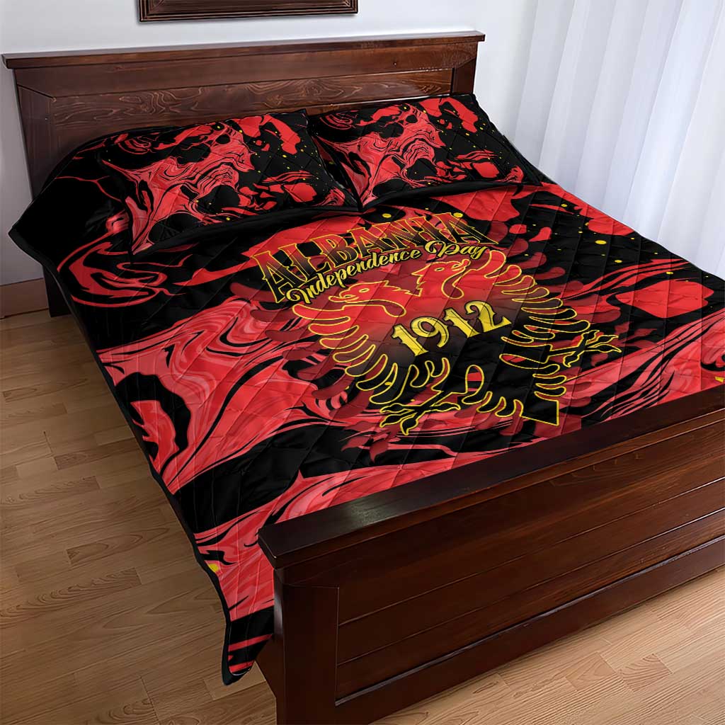 Happy Albania Independence Day Quilt Bed Set Albanian Eagle - Wonder Print Shop