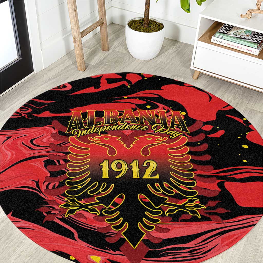 Happy Albania Independence Day Round Carpet Albanian Eagle - Wonder Print Shop