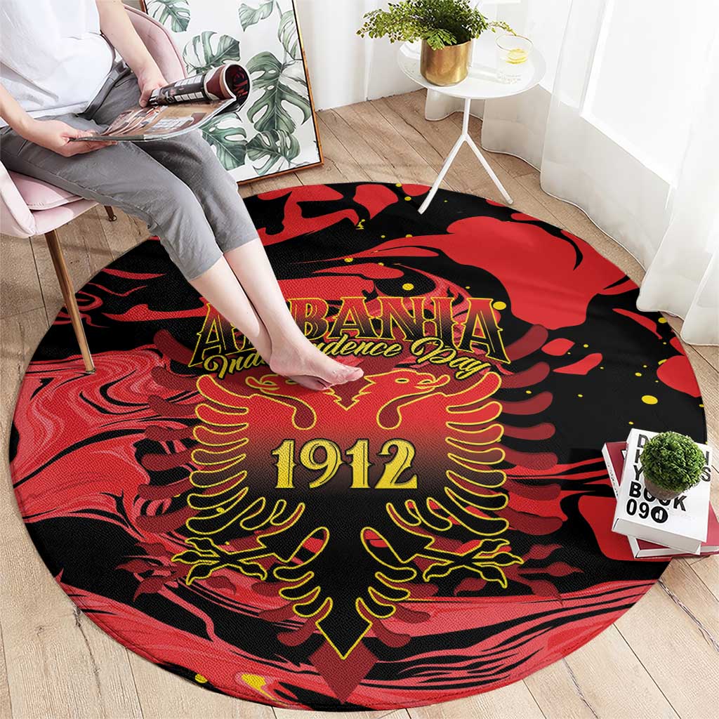 Happy Albania Independence Day Round Carpet Albanian Eagle - Wonder Print Shop